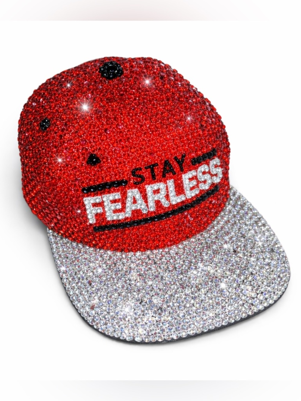 Nikki Bella Stay Fearless Rhinestone Red & Crystal Diamond WWE Hat New